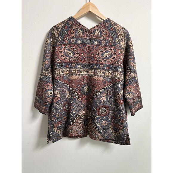 Peruvian Connection Boho Tapestry Kimono Jacket S | 100% Pima Cotton - Picture 2 of 15